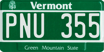 VT license plate PNU355