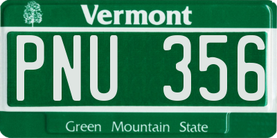 VT license plate PNU356