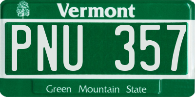 VT license plate PNU357