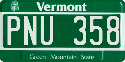 VT license plate PNU358