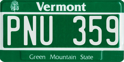 VT license plate PNU359
