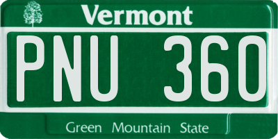 VT license plate PNU360