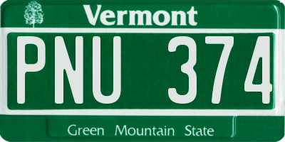 VT license plate PNU374