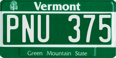 VT license plate PNU375