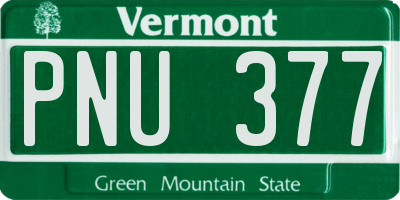 VT license plate PNU377
