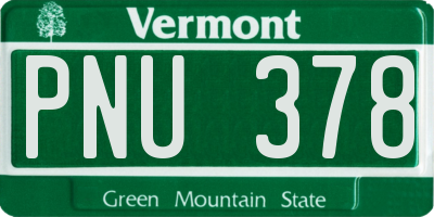VT license plate PNU378