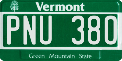 VT license plate PNU380