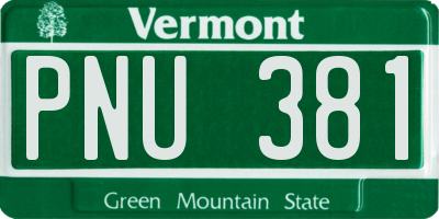 VT license plate PNU381