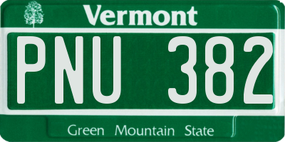 VT license plate PNU382