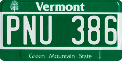 VT license plate PNU386