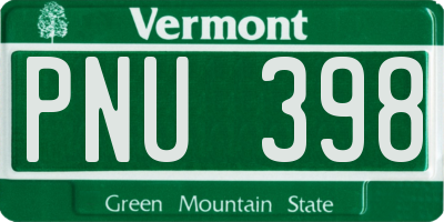 VT license plate PNU398