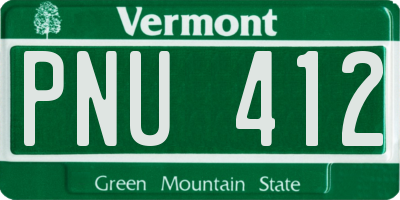 VT license plate PNU412