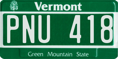 VT license plate PNU418