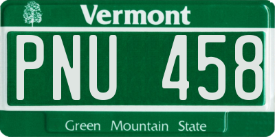 VT license plate PNU458