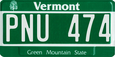 VT license plate PNU474