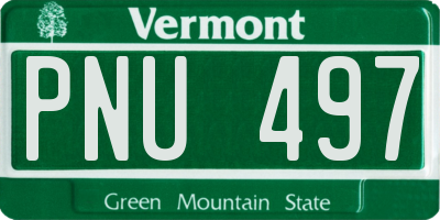VT license plate PNU497