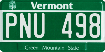 VT license plate PNU498