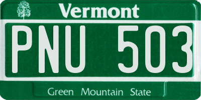 VT license plate PNU503