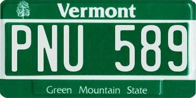 VT license plate PNU589