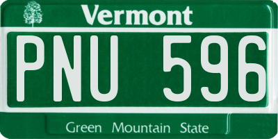VT license plate PNU596