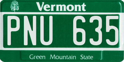 VT license plate PNU635