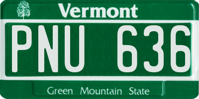VT license plate PNU636