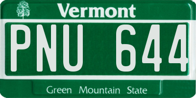 VT license plate PNU644