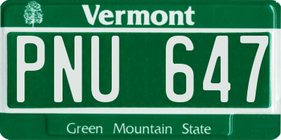 VT license plate PNU647