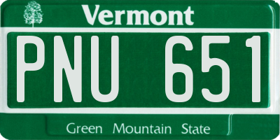 VT license plate PNU651