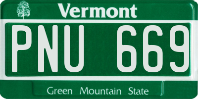 VT license plate PNU669
