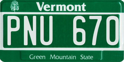 VT license plate PNU670