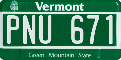 VT license plate PNU671