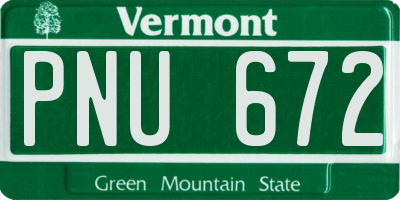 VT license plate PNU672