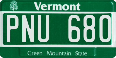 VT license plate PNU680