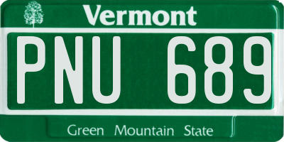 VT license plate PNU689