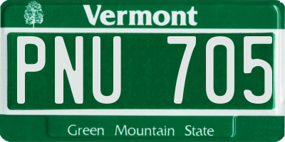 VT license plate PNU705
