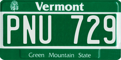 VT license plate PNU729