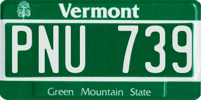 VT license plate PNU739