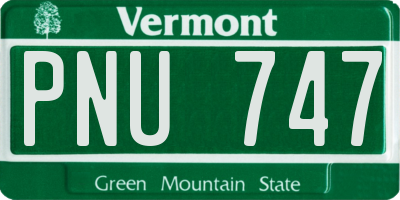 VT license plate PNU747