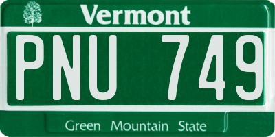 VT license plate PNU749