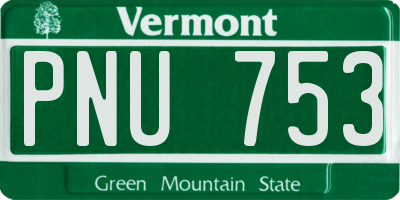 VT license plate PNU753