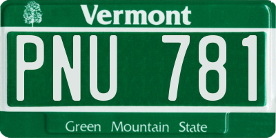VT license plate PNU781