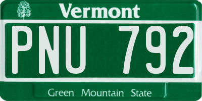 VT license plate PNU792