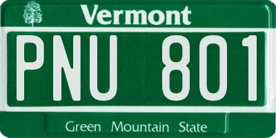 VT license plate PNU801