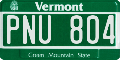 VT license plate PNU804