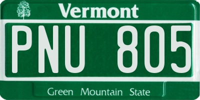 VT license plate PNU805