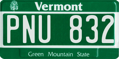 VT license plate PNU832