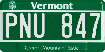 VT license plate PNU847