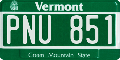 VT license plate PNU851