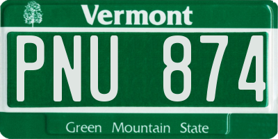 VT license plate PNU874